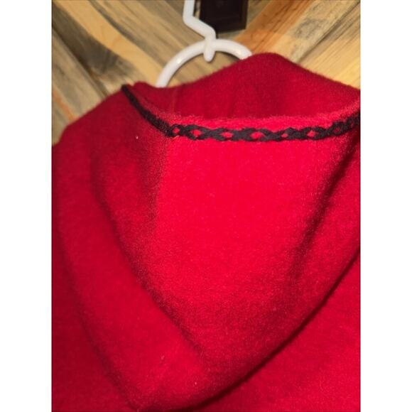 Vintage Pierre Cardin Women’s Wool SweaterJacket W/Hood-Red-Small-Toggle Closure - Picture 5 of 5